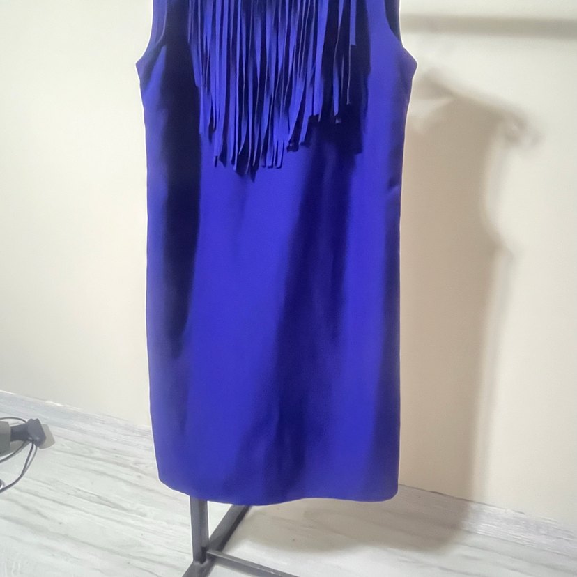 Kısa Kollu Mavi Fırfırlı Mini Elbise - Görsel 4