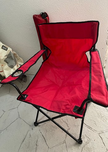Kırmızı Katlanabilir kamp sandalyesi - Görsel 4