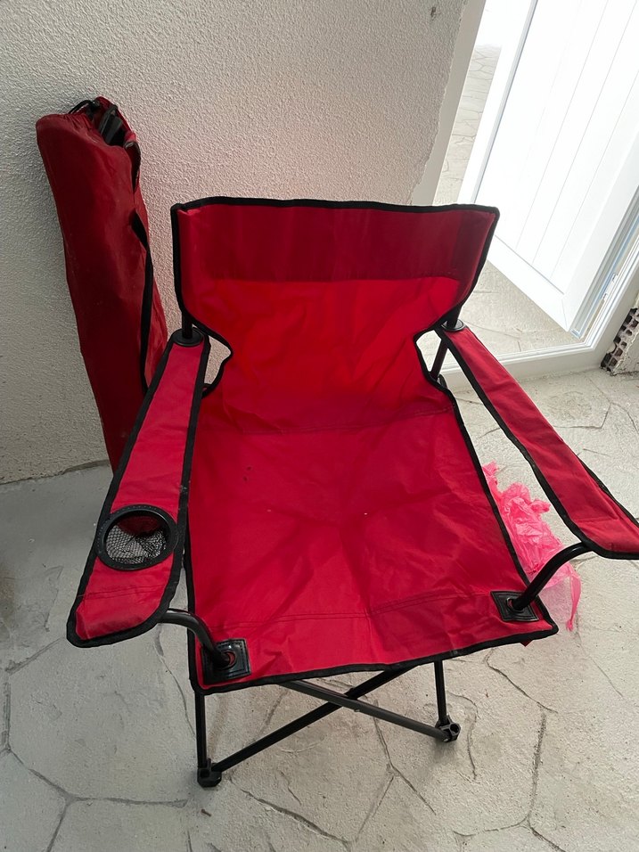 Kırmızı Katlanabilir kamp sandalyesi - Görsel 2