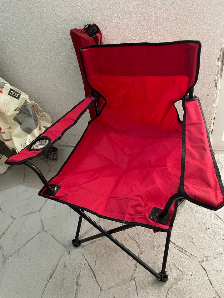 Kırmızı Katlanabilir kamp sandalyesi - Görsel 4