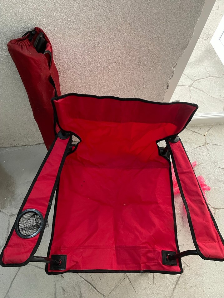 Kırmızı Katlanabilir kamp sandalyesi - Görsel 3