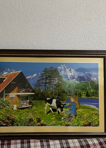 Dağ Manzaralı Çiftlik Tablosu - Görsel 3