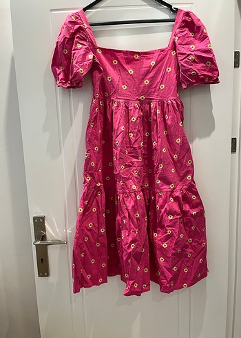 Pembe Bohem Renkli Midi Elbise - Görsel 2