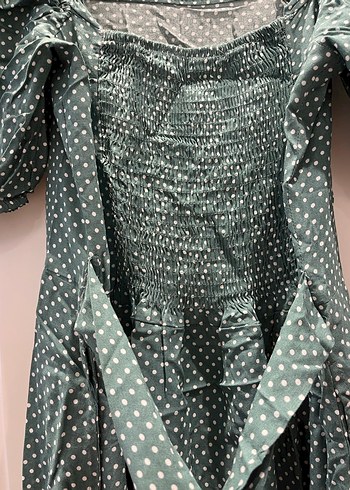 Kadın Yeşil Uzun Salaş Vintage Elbise - Görsel 5