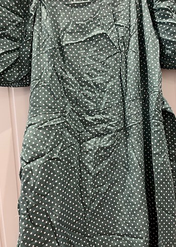 Kadın Yeşil Uzun Salaş Vintage Elbise - Görsel 3