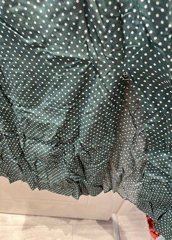 Kadın Yeşil Uzun Salaş Vintage Elbise - Görsel 2