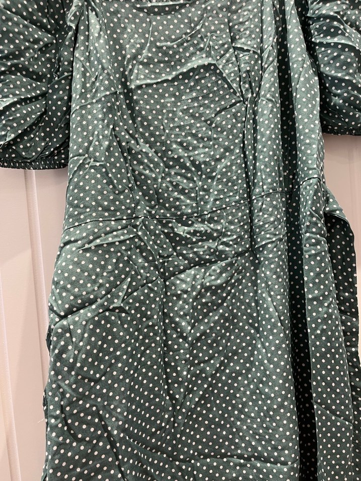 Kadın Yeşil Uzun Salaş Vintage Elbise - Görsel 3