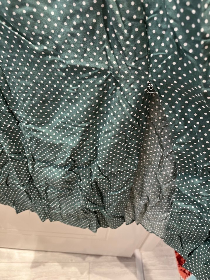 Kadın Yeşil Uzun Salaş Vintage Elbise - Görsel 2