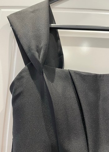 Siyah Drapeli Straplez Uzun Abiye Elbise - Görsel 2