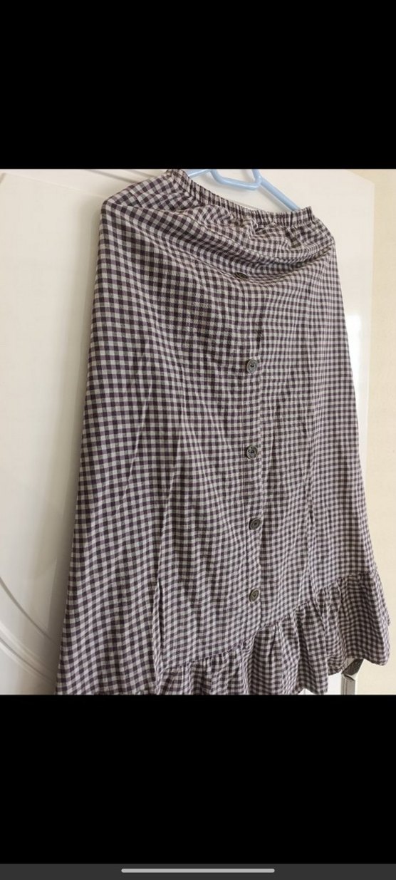 Fırfırlı Ekoseli Midi Kadın Etek - Görsel 2