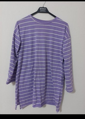 Mor Çizgili Uzun Kollu Tişört - Görsel 2