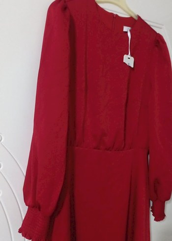 kırmızı uzun Kollu Kadın Elbise - Görsel 2