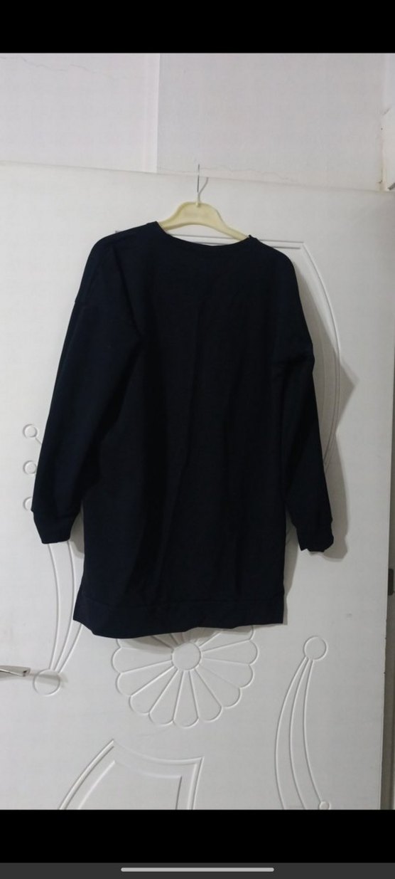 Siyah Kadın Salaş Sweatshirt - Görsel 2