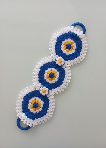 Nazar Boncuğu Desenli El Örgüsü banyo lif Seti - Görsel 2