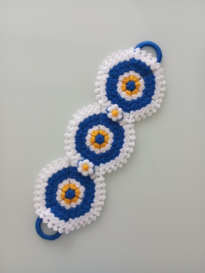 Nazar Boncuğu Desenli El Örgüsü banyo lif Seti - Görsel 2