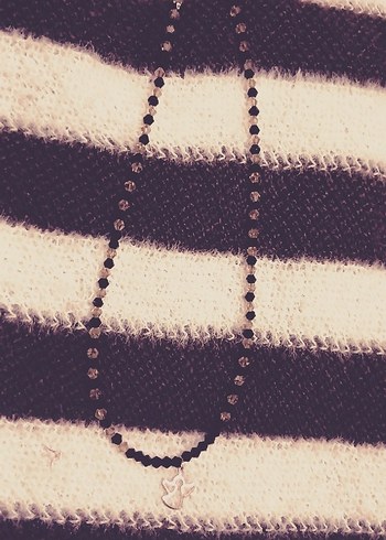 El Yapım MelekKanatlı Uzun Boncuk Desenli Kahverengi Kadın Kolye - Görsel 2