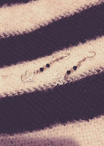 El Yapımı Kanatlı Melek Boncuklu Nakışlı Midi Kadın Küpeler - Görsel 2