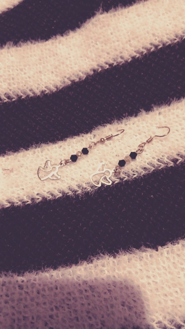 El Yapımı Kanatlı Melek Boncuklu Nakışlı Midi Kadın Küpeler - Görsel 2