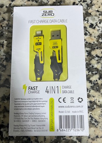 Sarı 4'ü 1 Arada Hızlı Şarj Kablosu - Görsel 2