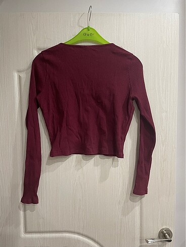 m Beden BORDO RENK CROP BLUZ