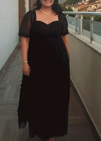 Siyah Uzun Romantik Elbise Abiye - Görsel 3