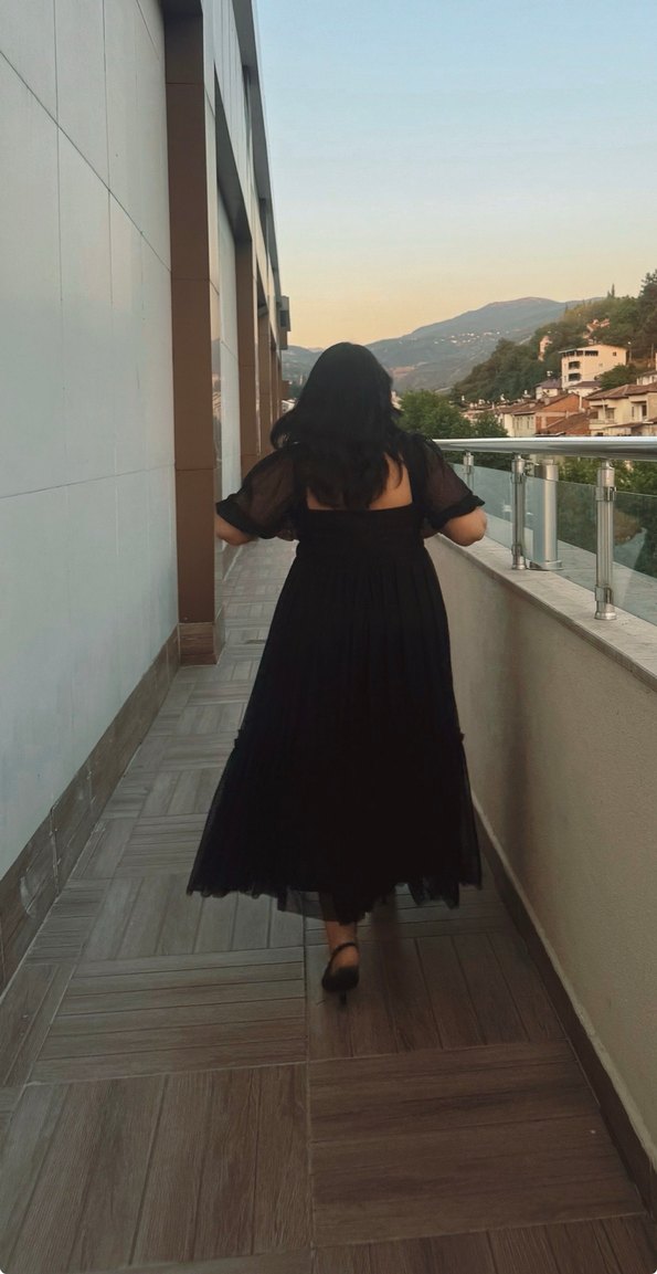 Siyah Uzun Romantik Elbise Abiye - Görsel 2