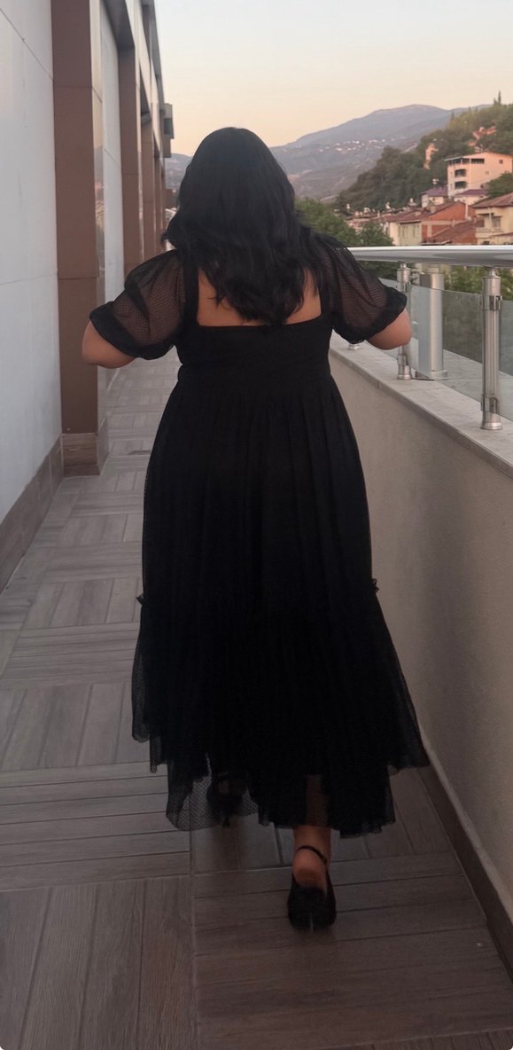 Siyah Uzun Romantik Elbise Abiye - Görsel 4