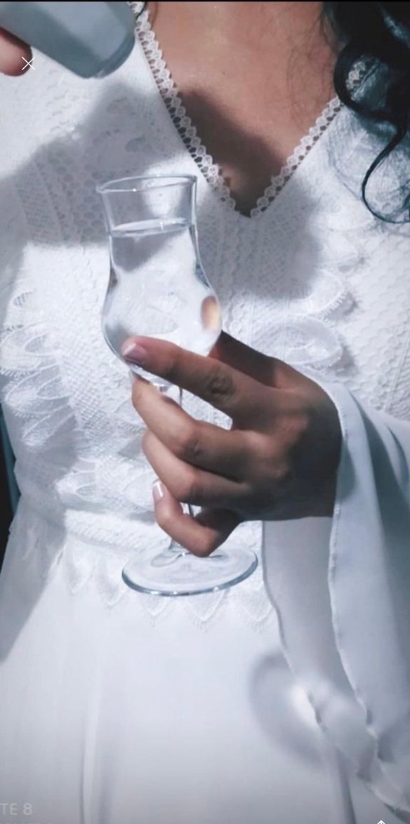 Modern Klasik V Yaka Beyaz Midi Gelinlik - Görsel 5