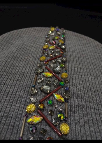 Boncuk İşlemeli Gri Kadın Bere - Görsel 2