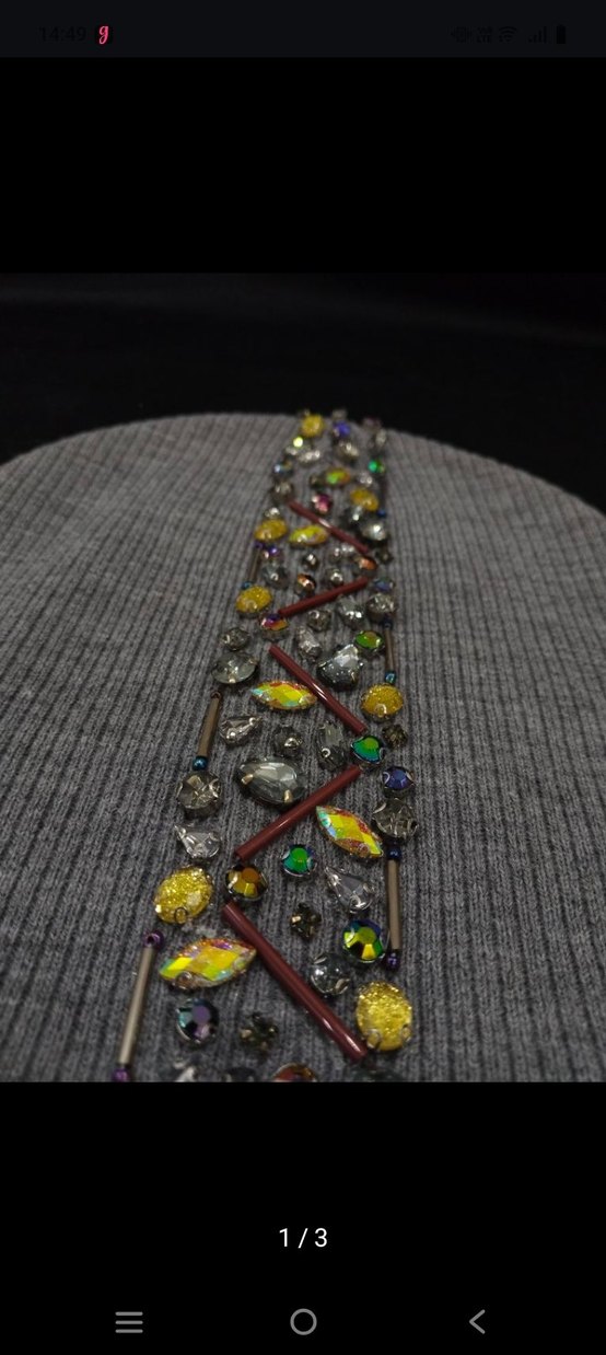 Boncuk İşlemeli Gri Kadın Bere - Görsel 2