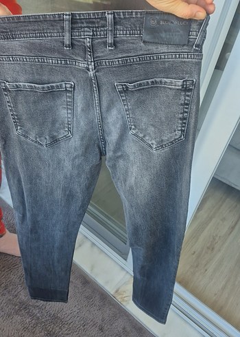 Gri Düğmeli Erkek Denim Pantolon - Görsel 3