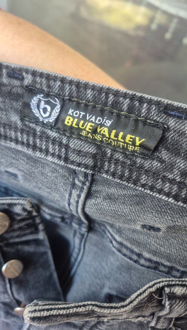 Gri Düğmeli Erkek Denim Pantolon - Görsel 2