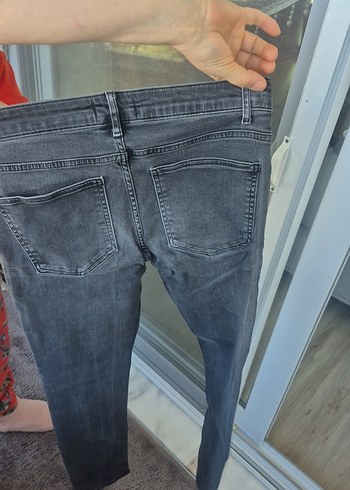 Gri Düğmeli Erkek Denim Pantolon - Görsel 2