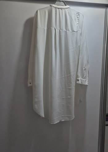 Beyaz Uzun Kollu Düğmeli Keten Gömlek - Görsel 3