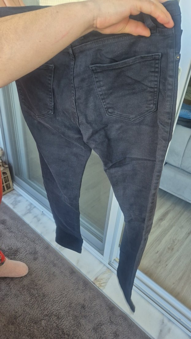 Gri Düğmeli Erkek Denim Pantolon - Görsel 2