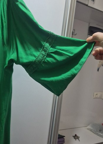 Yeşil Bohem Nakışlı Uzun Elbise - Görsel 2