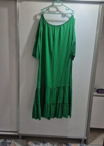 Yeşil Bohem Nakışlı Uzun Elbise - Görsel 3