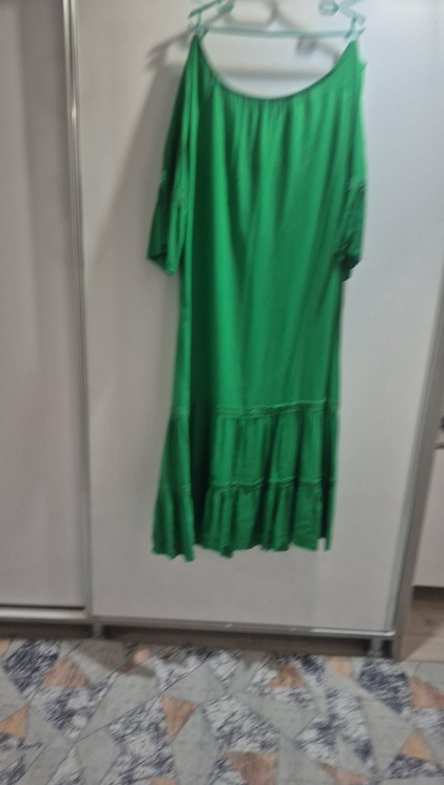 Yeşil Bohem Nakışlı Uzun Elbise - Görsel 4