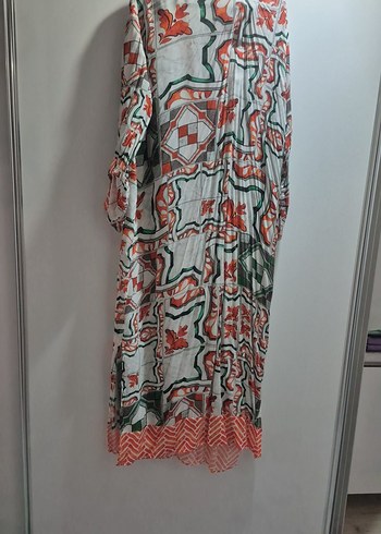 Bohem Çok Renkli Uzun Piliseli Elbise - Görsel 3