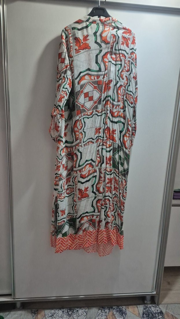 Bohem Çok Renkli Uzun Piliseli Elbise - Görsel 3