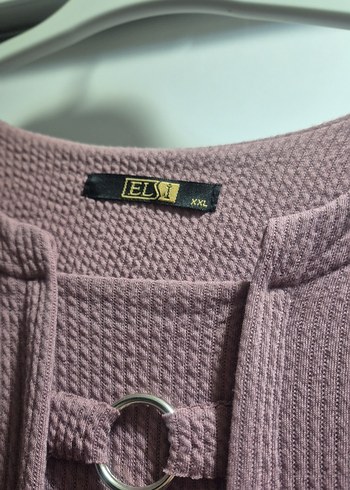 Düğmeli Uzun Kollu Bej Triko Elbise - Görsel 3