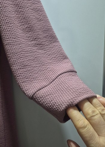 Düğmeli Uzun Kollu Bej Triko Elbise - Görsel 2