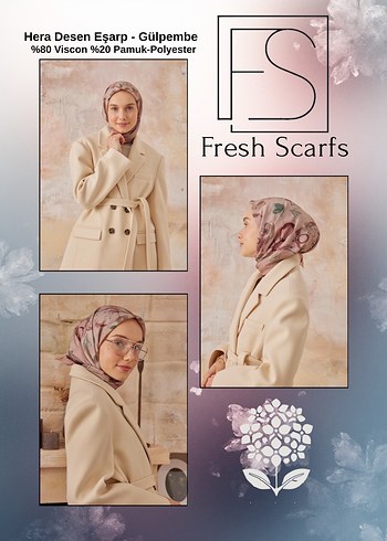 Diğer Fresh Scarfs Hera Desen Gulpembe Esarp