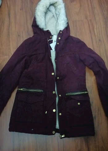 Bordo Kadın Midi Boy Düğmeli Ceket - Görsel 3