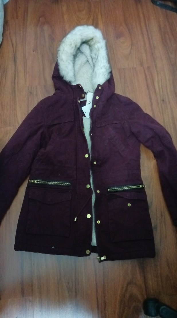 Bordo Kadın Midi Boy Düğmeli Ceket - Görsel 3