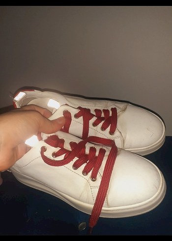 Beyaz Deri Kadın Spor Ayakkabı - Görsel 8