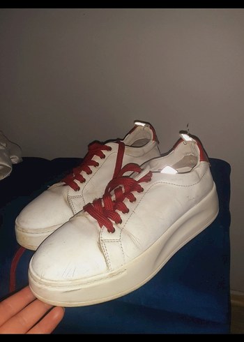 Beyaz Deri Kadın Spor Ayakkabı - Görsel 7