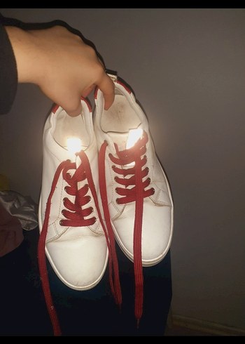 Beyaz Deri Kadın Spor Ayakkabı - Görsel 5