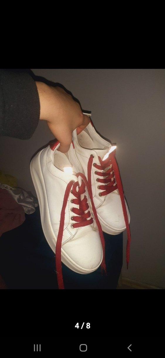 Beyaz Deri Kadın Spor Ayakkabı - Görsel 4