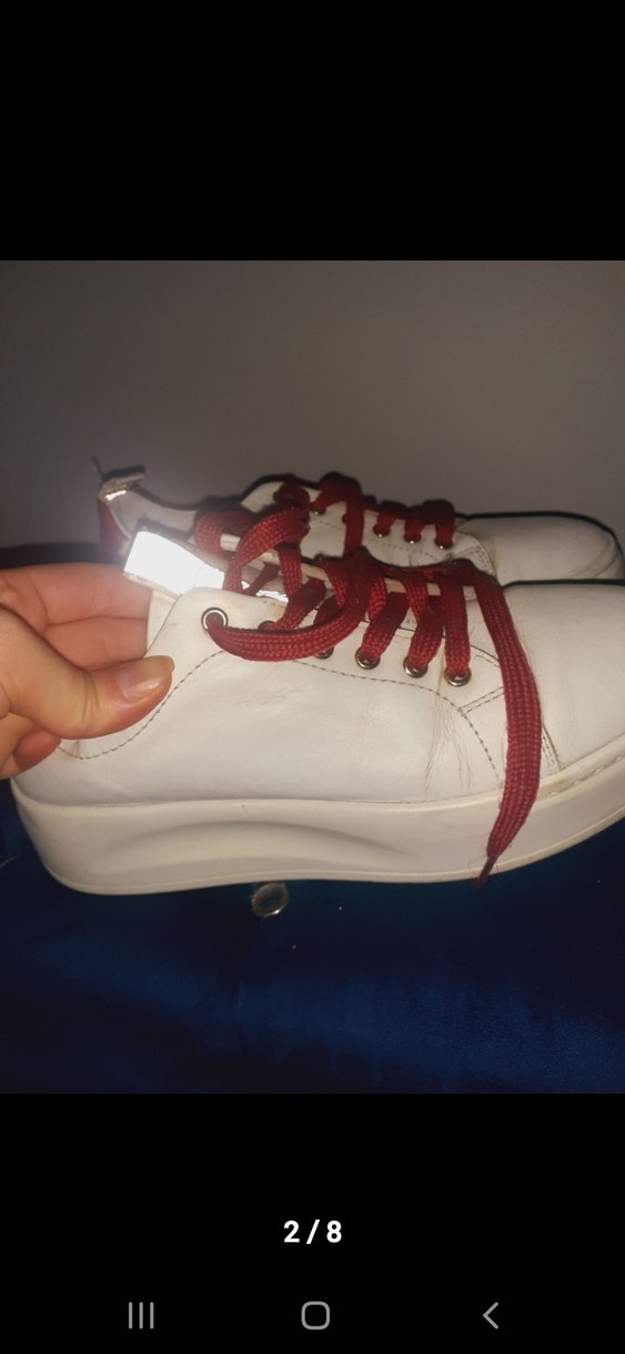 Beyaz Deri Kadın Spor Ayakkabı - Görsel 2